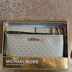 Michael Kors Gold and Cream Belt Bag